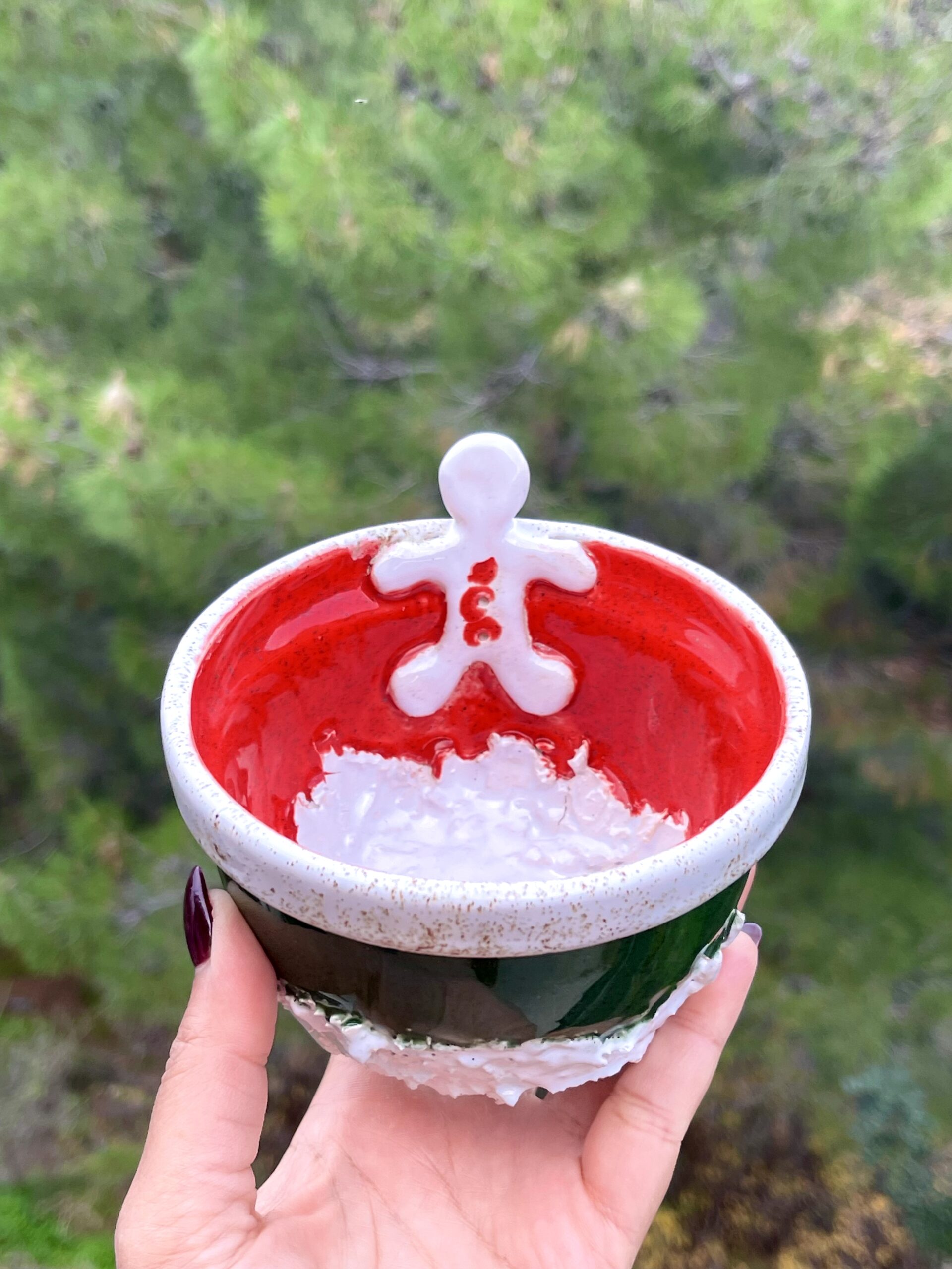 Poterie artisanale trempée dans des couleurs d'hiver pour tout usage: café, thé, tisane, cidre, etc. – Image 7