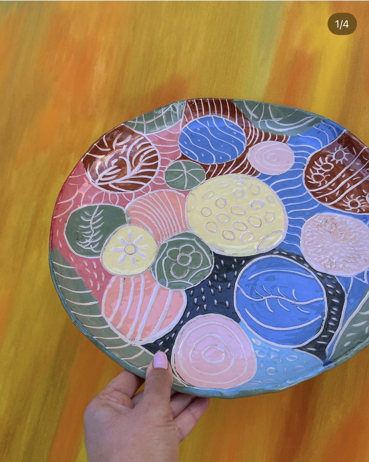 Grande assiette céramiques, fait main. Décoration de table, plateau de fruits, fromage ou fruits de mer. – Image 2