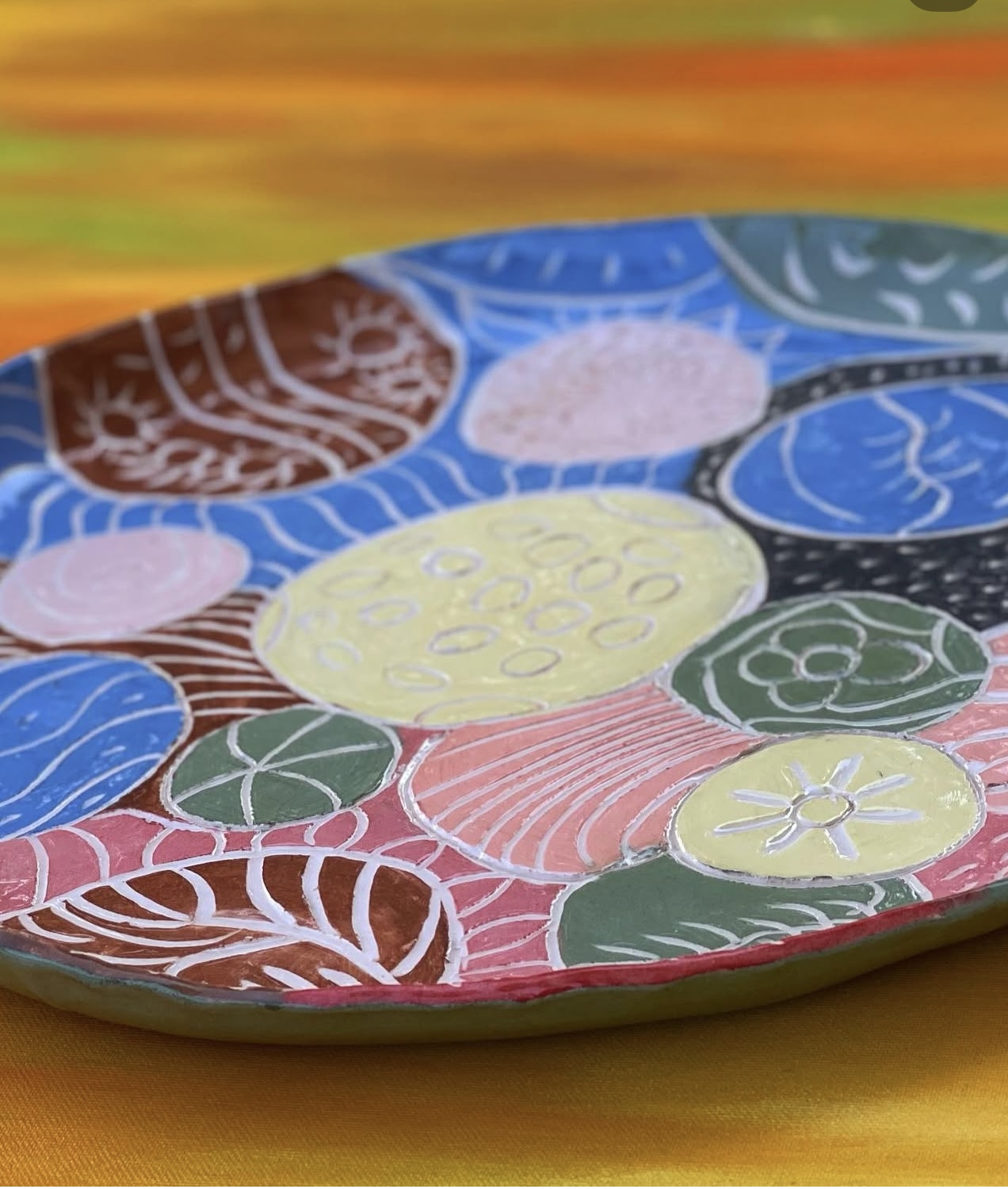 Grande assiette céramiques, fait main. Décoration de table, plateau de fruits, fromage ou fruits de mer. – Image 3