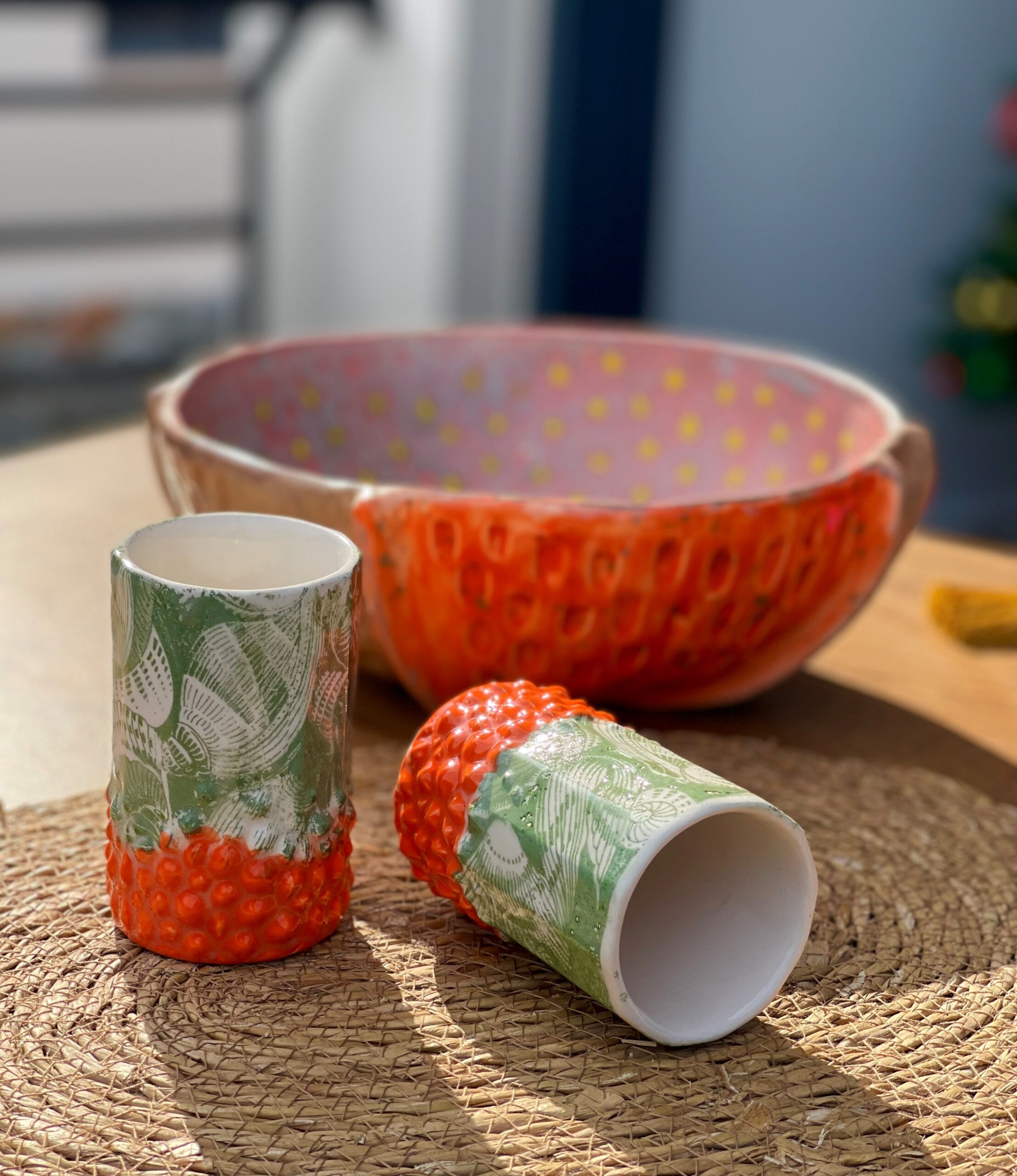 Bol de service en céramique fait main. Magnifique poterie artisanale à usages multiples – Image 6