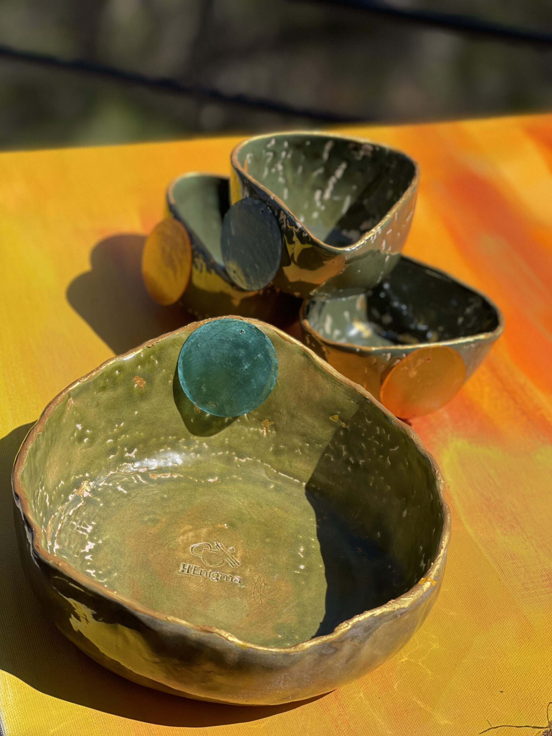 4 bols en céramique fait main. Sublime poterie artisanale à usage multiples. – Image 6