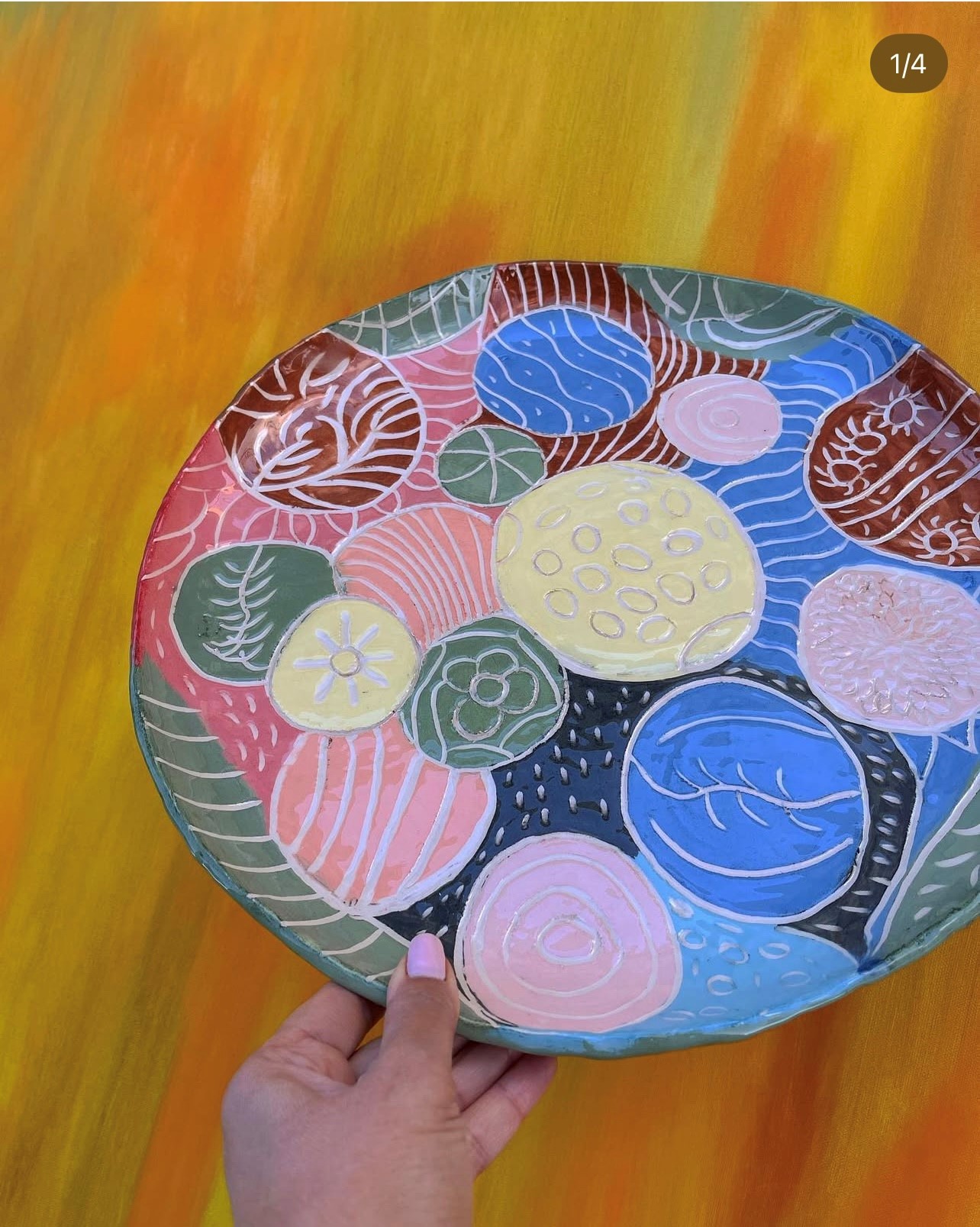 Grande assiette céramiques, fait main. Décoration de table, plateau de fruits, fromage ou fruits de mer. – Image 7