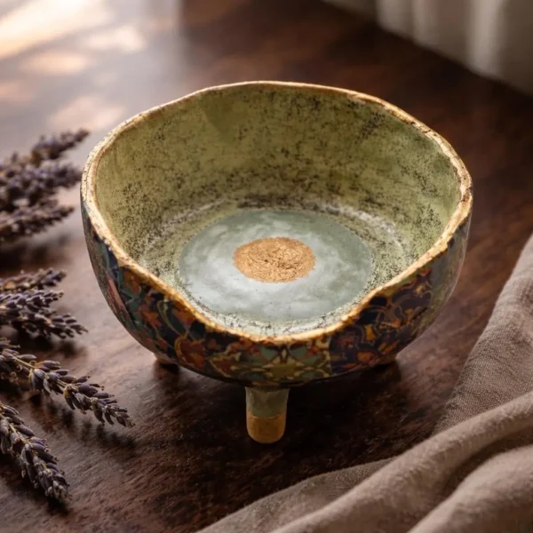 Bols en céramique sur pieds fait main. Magnifique poterie fine à usage décoratif et pratique