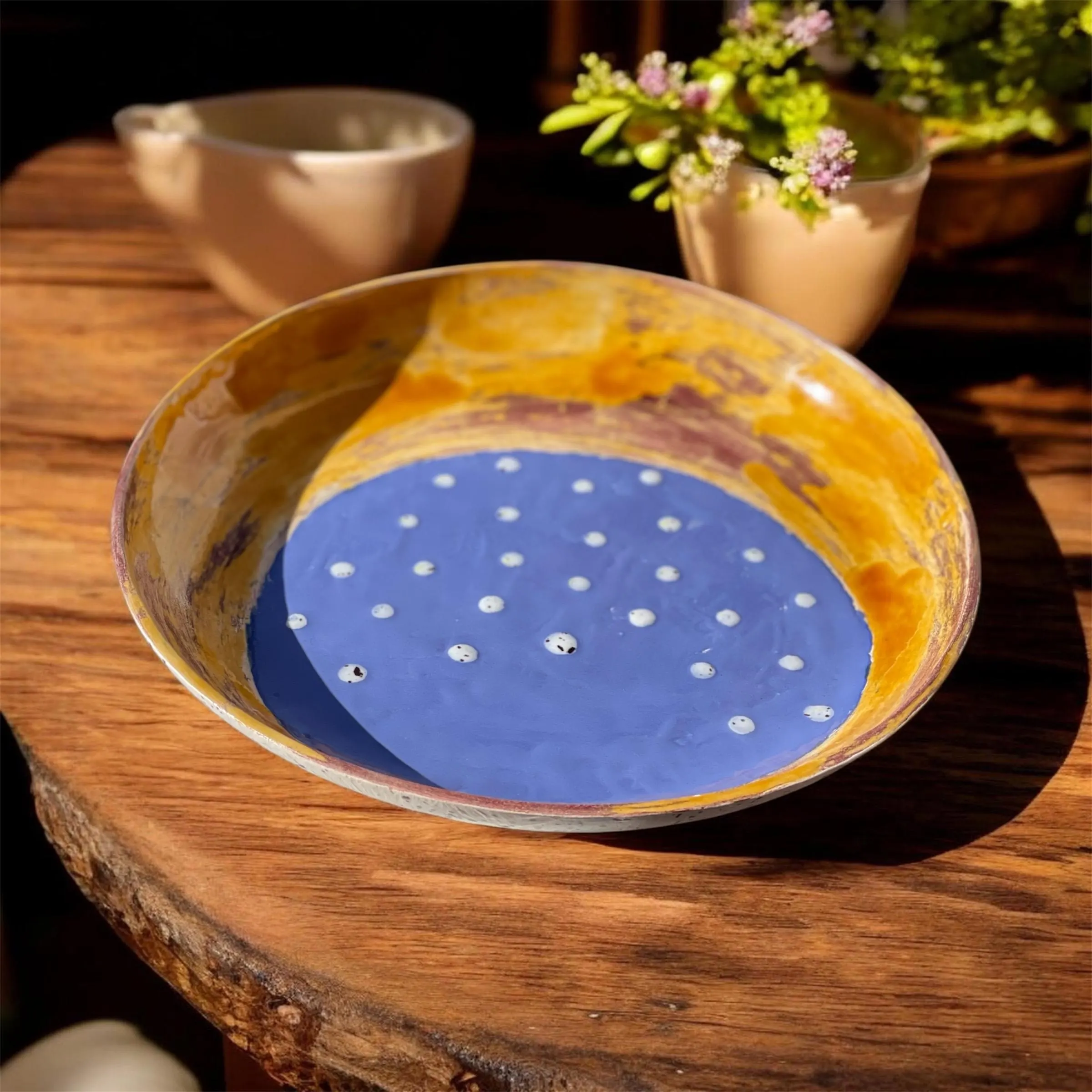 Belle assiette en céramiques, fait main. Usage décoratif et pratique aux couleurs uniques. – Image 5