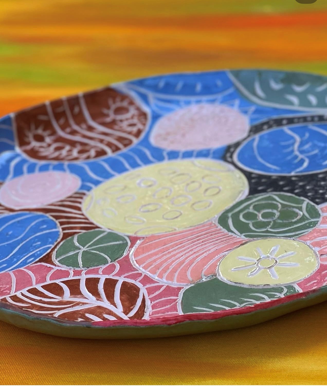 Grande assiette céramiques, fait main. Décoration de table, plateau de fruits, fromage ou fruits de mer. – Image 6