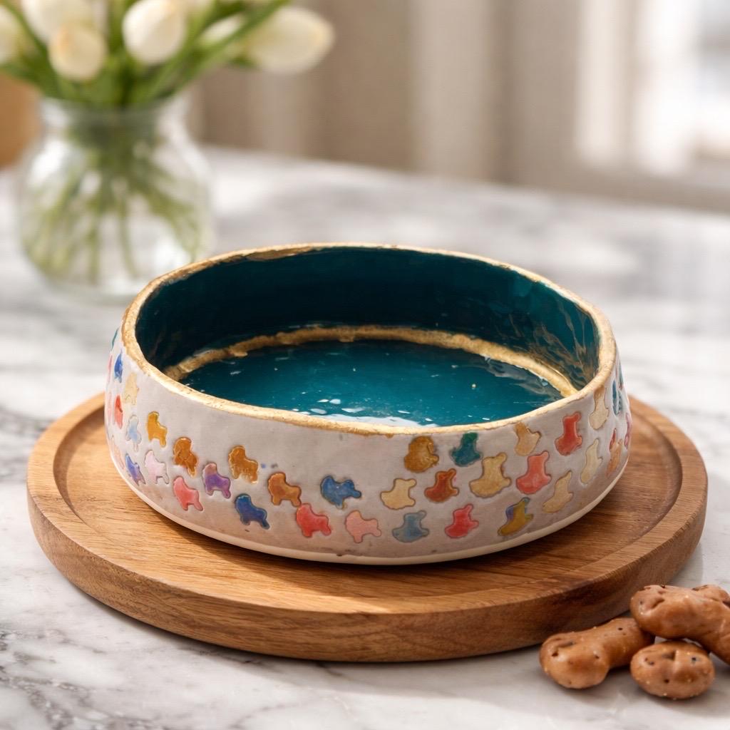 Assiette creuse en céramique, fait main. Pièce artisanale unique pour décoration ou plateau de fruits ou de pains aux couleurs sublimes. – Image 2