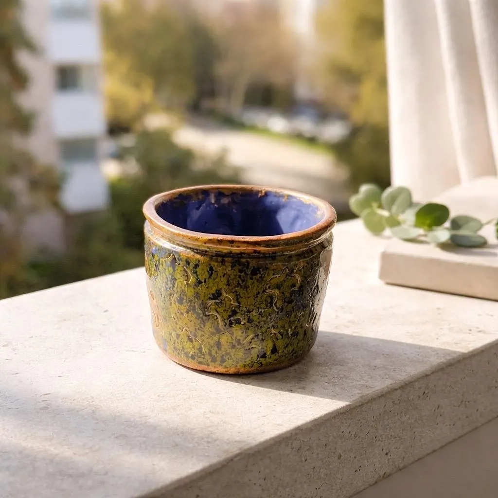 Pot en céramique désigne, poterie artisanale fait main, avec des reliefs en couleurs splendide – Image 4