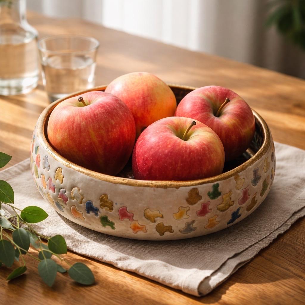 Assiette creuse en céramique, fait main. Pièce artisanale unique pour décoration ou plateau de fruits ou de pains aux couleurs sublimes. – Image 3