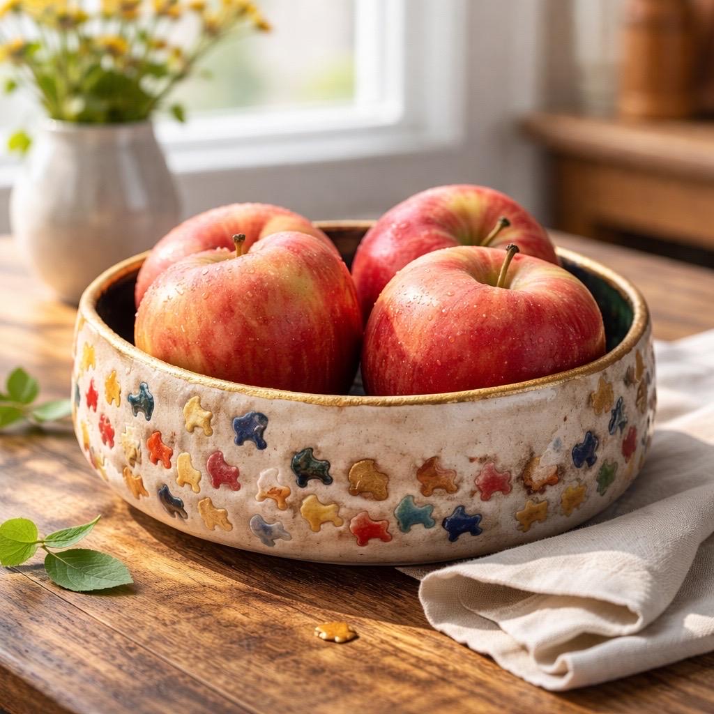 Assiette creuse en céramique, fait main. Pièce artisanale unique pour décoration ou plateau de fruits ou de pains aux couleurs sublimes. – Image 4