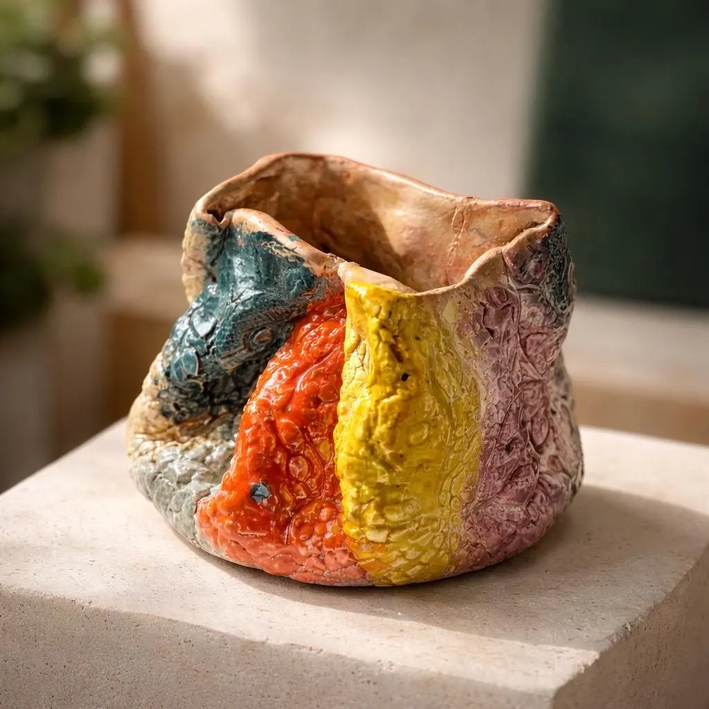 Poterie en céramique unique, fait main, inspirée d'une tulipe, avec une touche nostalgique – Image 6