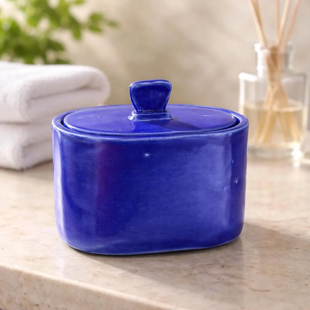 Duo pots en céramique haute qualité faits main bleu azur. Pots décoratifs artisanaux pour sucre, thé, café, chocolats. – Image 8