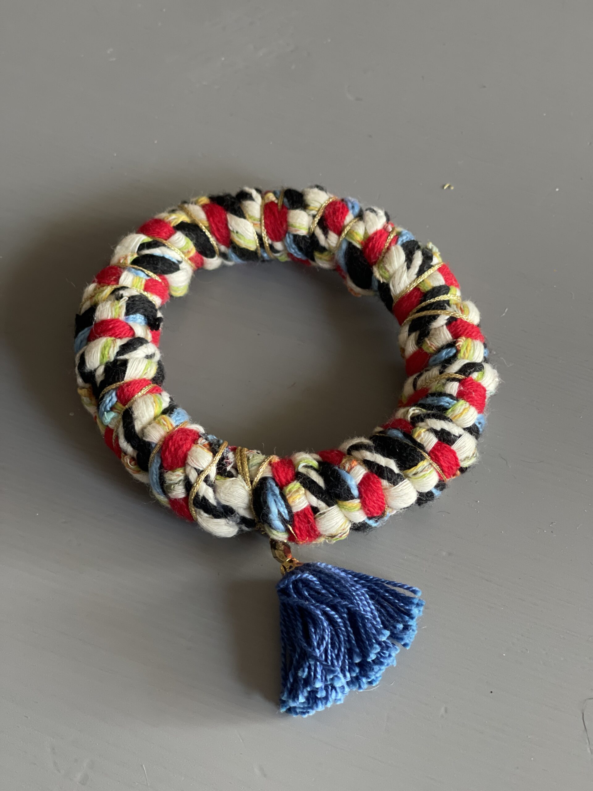 Bracelets Artisanaux Persans Faits Main – Trio Bohème en Tissu de Haute Qualité Bleu et Or – Image 11